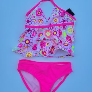 New MAMBO Girl's Floral Print 2 Pc. Halter Tankini 4/6***